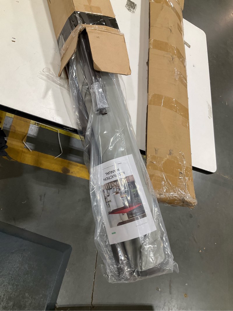 Condition photo showing Good Condition for jearey 6.5x10 ft rectangular patio umbrellas rectangle outdoor umbrella with push button tilt and crank, market table umbrella 6 sturdy ribs uv protection for poolside garden backyard deck, foggy gray 6.5x10ft foggy gray