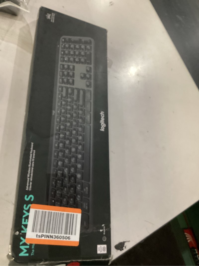 Condition photo showing As Is for missing button key*logitech mx keys s wireless keyboard, low profile, fluid precise quiet typing, programmable keys, backlighting, bluetooth, usb c rechargeable, for windows pc, linux, chrome, mac - graphite mx keys s graphite