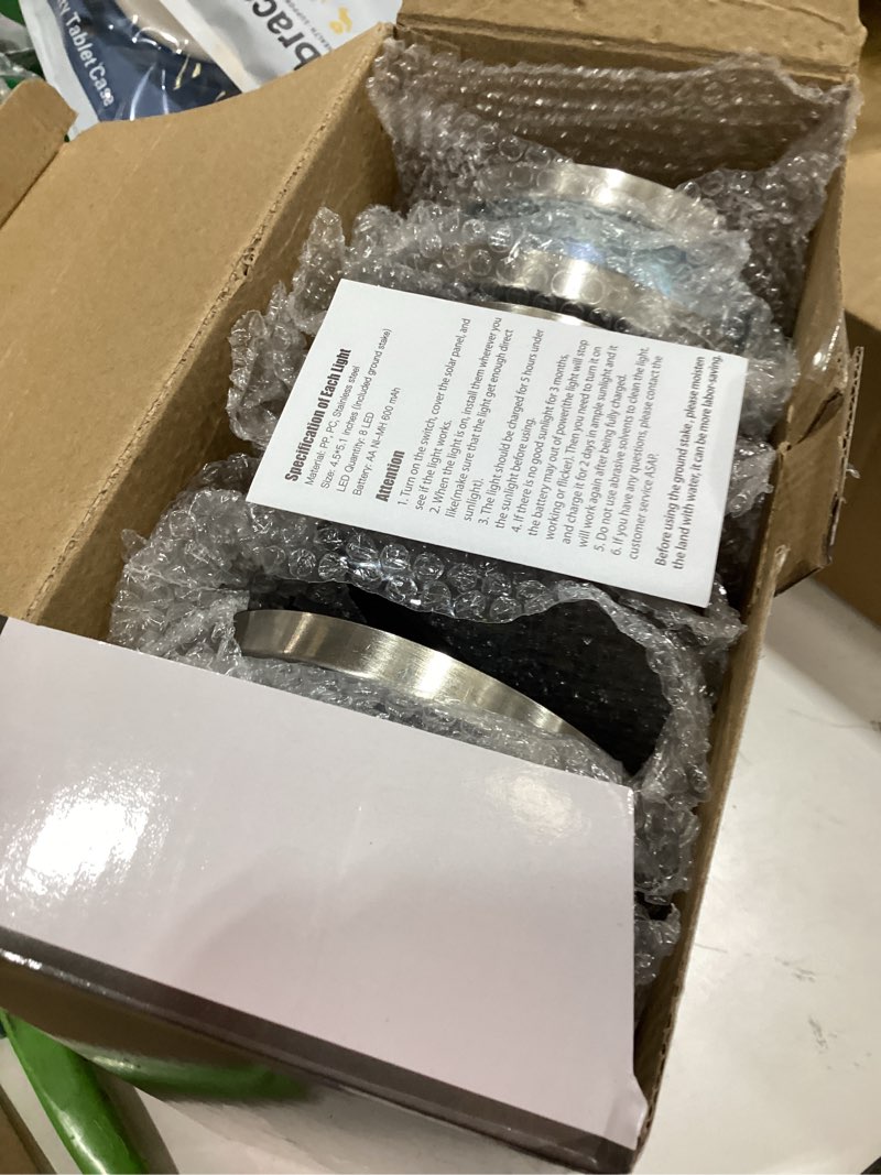 Condition photo showing Good Condition for incx solar ground lights, 16 packs 8 led garden lights solar powered,disk lights waterproof in-ground outdoor landscape lighting for patio pathway lawn yard deck driveway walkway, cold white