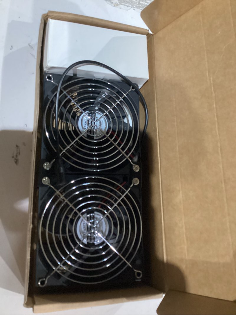Condition photo showing As Is for Dual 120mm High CFM Computer Fans with AC Plug, AC 110V - 240V Variable Speed Fan, Cooling for Server Closet Cabinet Mining Machine Chassis Workstation 9.5in fan with speed controller