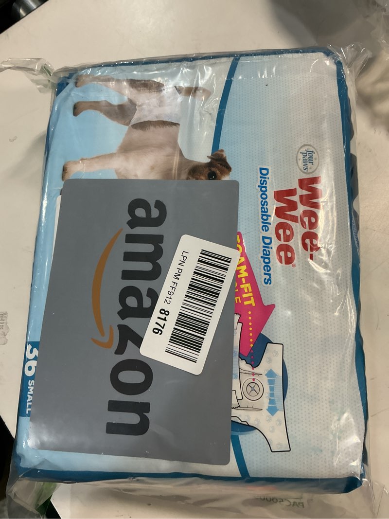 Condition photo showing New/Like New for Four Paws Wee-Wee Super Absorbent Disposable Adjustable Dog Potty Training Diapers, Leak-Proof Protection for Dogs, Size Small, 12" - 15" Waist, 36 Count Small (36 Count)