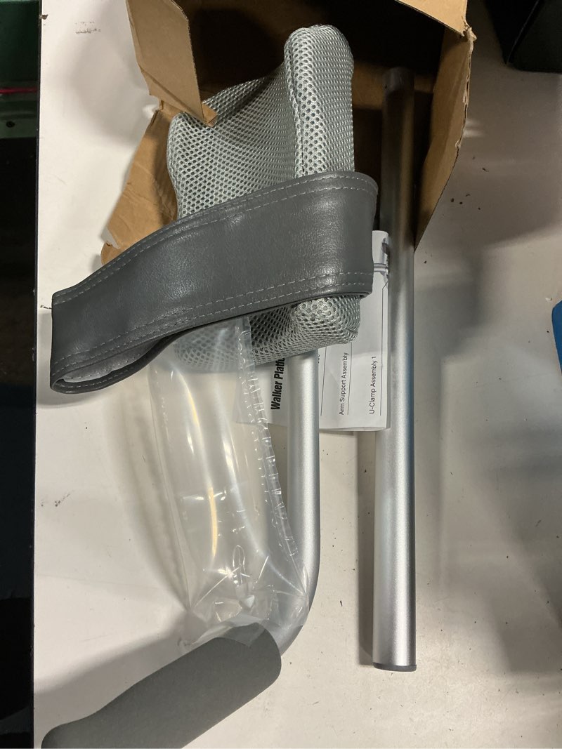 Condition photo showing Good Condition for adjustable platform attachment with padded armrests, compatible with most 2-button walker frames, helps improve upper-body support & comfort, lightweight accessory