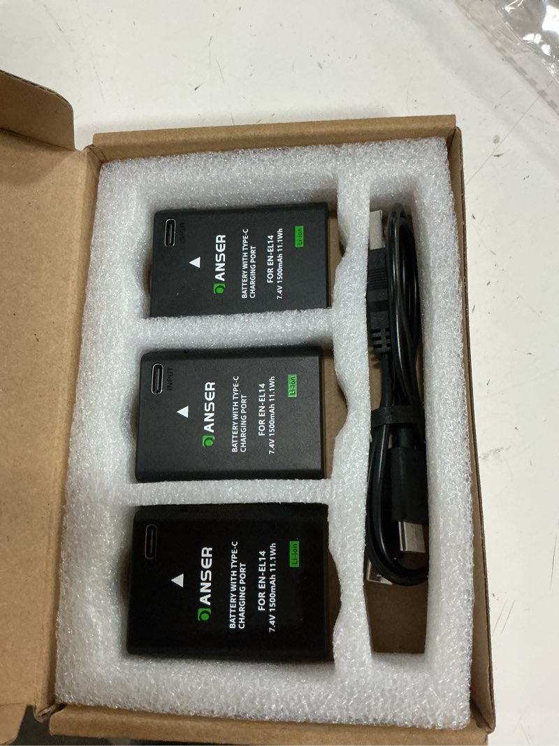 Condition photo showing New/Like New for 1500mah en-el14a en-el14 battery with usb-c, 3-pack replacement batteries with led power display for nikon d3100 d3200 d3300 d3400 d3500 d5100 d5200 d5300 d5500 d5600 p7100 p7700 p7800 camera
