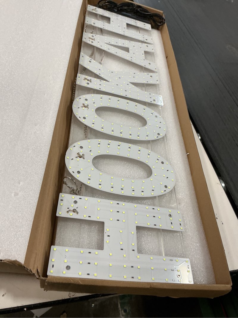 Condition photo showing As Is for 30"x10" Large LED HOOKAH Signs for Smoke Shops, Super Bright Unique Design HOOKAH Sign with Hanging 