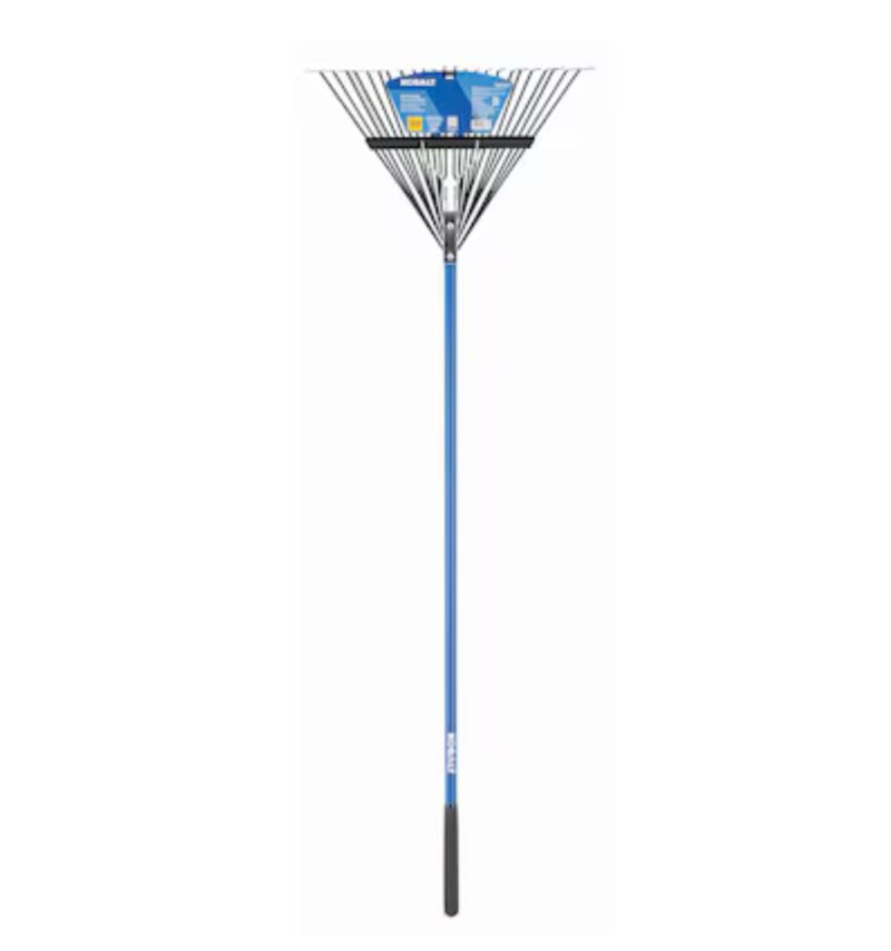kobalt 24-in steel lawn and leaf rake with fiberglass handle