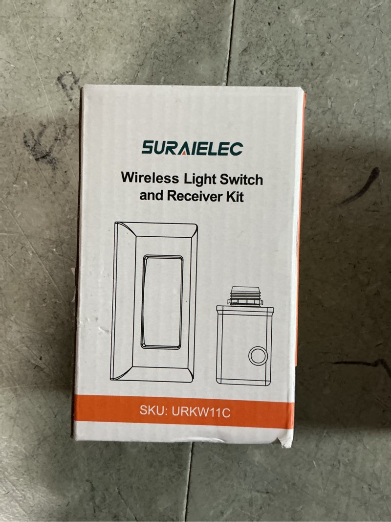 Condition photo showing New/Like New for suraielec wireless light switch and receiver kit, 15a high power, no wiring, no interference, 100ft rf range, expandable remote control wall switches for lamp, ceiling light, fan, outdoor lighting white 1 switch +1 receiver