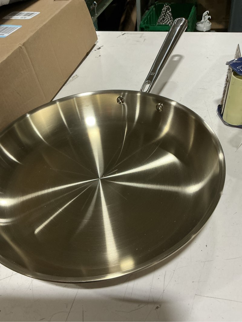 Condition photo showing As Is for misen 5-ply stainless steel 12" frying pan - professional cookware for induction, gas and electric - dishwasher safe, oven safe to 800°f - durable, versatile, even heating 12 inch