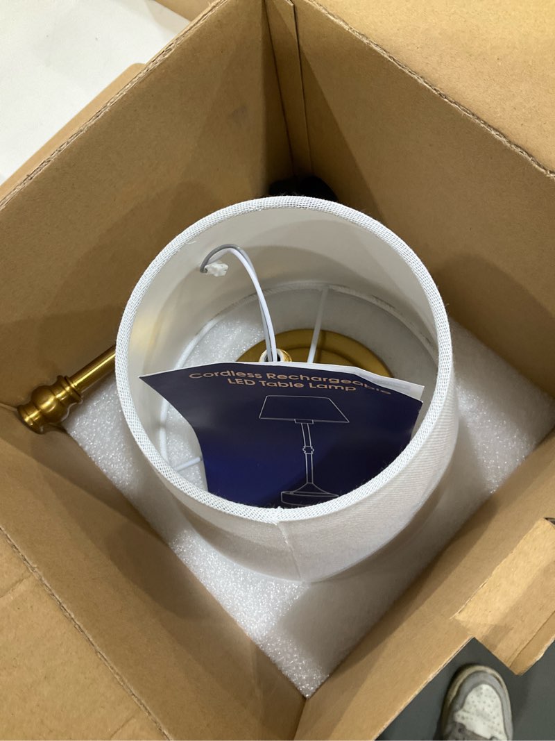 Condition photo showing New/Like New for Rechargeable Cordless Table Lamp, 5000mAh Battery Operated Lamp, Wireless 3-Level Dimmable Touch Lamp, Portable Night Bedside Brass Lamp, Desk Light for Home Decor, Patio, Restaurant, Dinning 1 Pack - 16.3 inch Gold