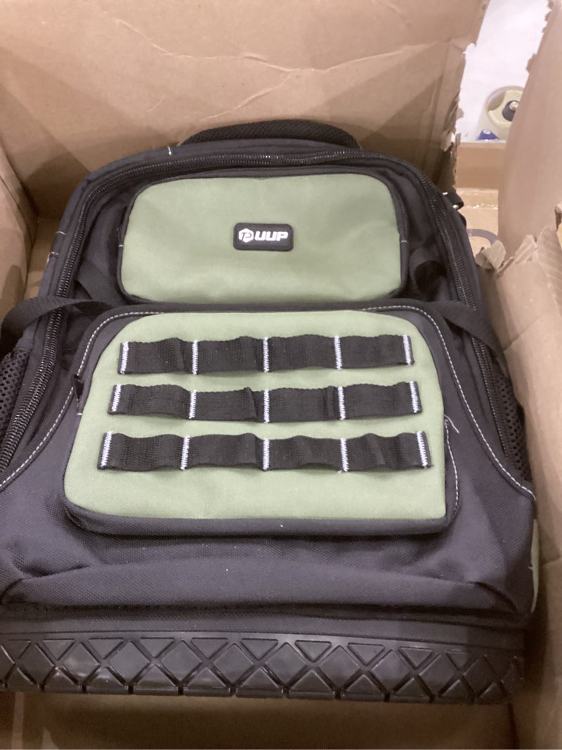 Condition photo showing As Is for Tool Backpack, UUP Heavy Duty Tool Bag, Large Empty Toolbag Organizer with Waterproof Molded Hard Bottom, Utility Tool Laptop Storage Back Pack, HVAC Technician Electrician Construction Men Dad Gift