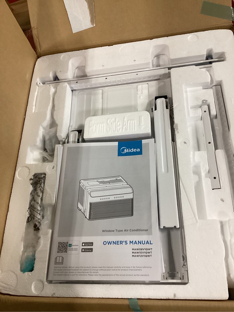 Condition photo showing Good Condition for Midea 12,000 BTU U Shaped Smart Inverter Window Air Conditioner - Cools 550 Sq Ft, Ultra Quiet with Open Window Flexibility - Alexa/Google Assistant Compatible - 35% Energy Savings, Remote (Updated) 12,000 BTU (Updated)