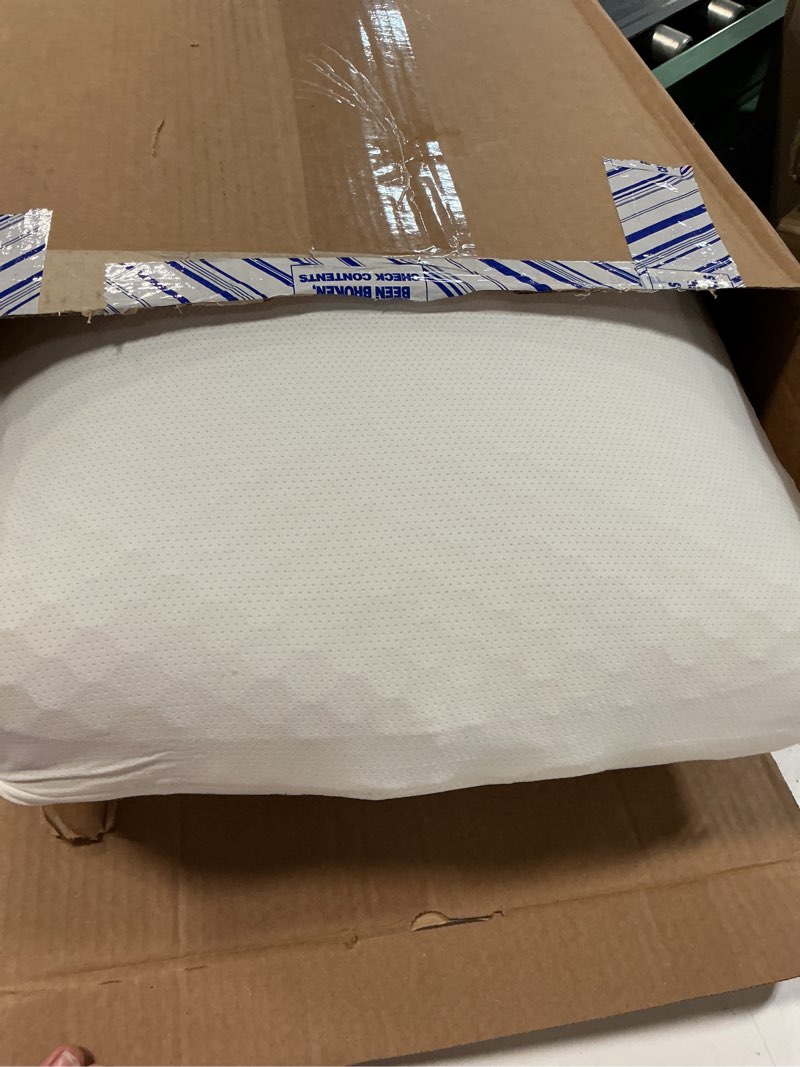 Condition photo showing As Is for purple harmony pillow – talalay latex foam cooling pillow for combo or side sleepers, 360º hex gelflex grid for no-pressure support and luxurious weightless feel - standard, medium feel, tall height standard – tall
