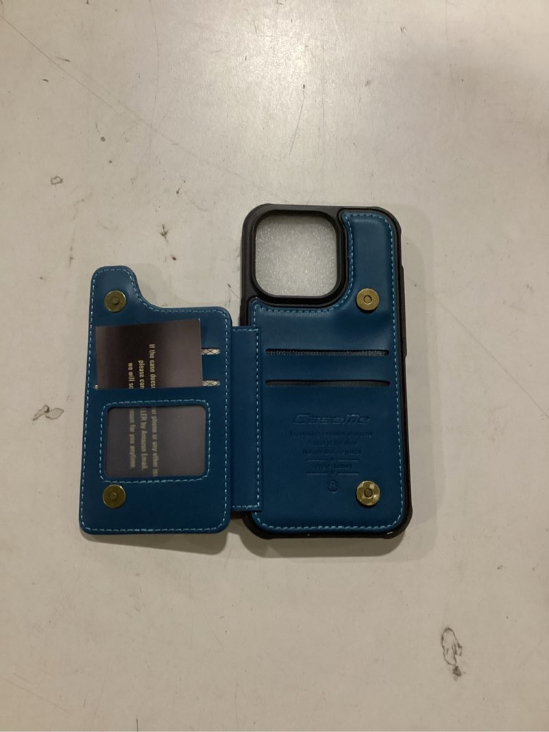 Condition photo showing Good Condition for Compatible with iPhone 16 Pro 6.3" Wallet Case with Card Holder RFID Blocking for Women Men, Double Magnetic Clasp Kickstand Shockproof Phone Case Fit for iPhone 16 Pro, Blue iPhone 16 Pro - 6.3" Blue