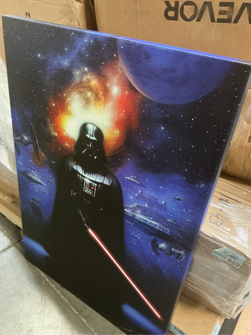 Condition photo showing Good Condition for lucasfilm star wars darth vader wooden wall art 2’4”x3’4”