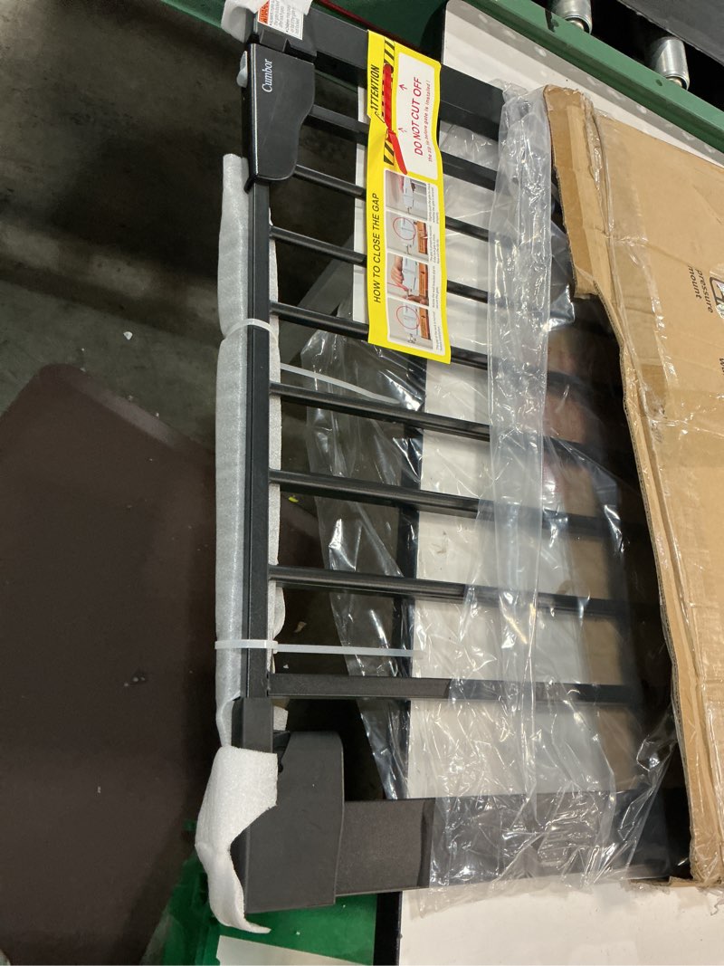 Condition photo showing New/Like New for cumbor 36" extra tall baby gate for dogs and kids with wide 2-way door, 29.7"- 46" width, and auto close personal safety for babies and pets, fits doorways, stairs, and entryways, black black pressure/hardware mounted (with bottom bar) 29.7"-46" w x 36" h