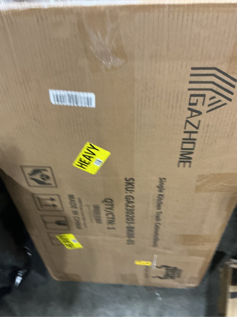 Condition photo showing New/Like New for gazhome 10 gallon tilt out trash cabinet, upgrade wooden free standing trash cabinet,recycling cabinet with hideaway drawer(black)