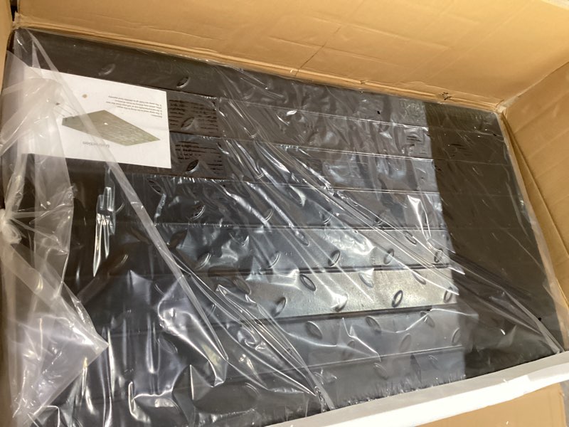 Condition photo showing New/Like New for VEVOR 4" Rise Rubber Threshold Ramp, 3 Channels Cord Cover Wheelchair Ramp, No-Slip Surface, 2200 Lbs Load Capacity Rubber Ramp for for Home Doorways Driveways Curb, 41.8" L x 24" W x 4" H 4“ H