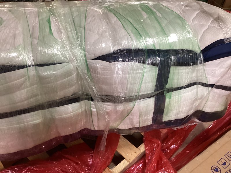 Condition photo showing As Is for Avenco Queen Mattress, 14 Inch King Mattresses in a Box, Hybrid Queen Size Mattresses with Comfort Foam and Pocket Coils for Pressure Relief & Motion Isolation 14 Inch Queen White & Blue(similar no same)