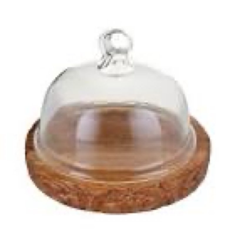 santa barbara design studio glass dome with carved base - small