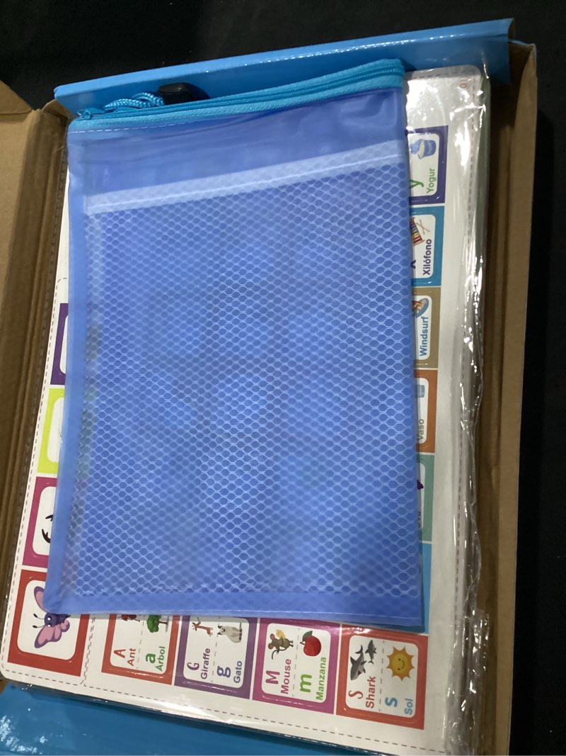Condition photo showing Good Condition for spanish & english bilingual montessori books for toddlers 3-4-5, pre-assembled reusable sticker activities toy for kids to learn spanish - speech therapy easter gifts for kid - juguetes para niñas white-green packaging gift box