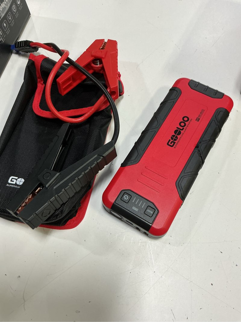 Condition photo showing Good Condition for gooloo car battery jump starter, 4500a peak portable jump box(up to 10l gas or 8l diesel) with quick charge, ge4500 12v jumper pack with led light