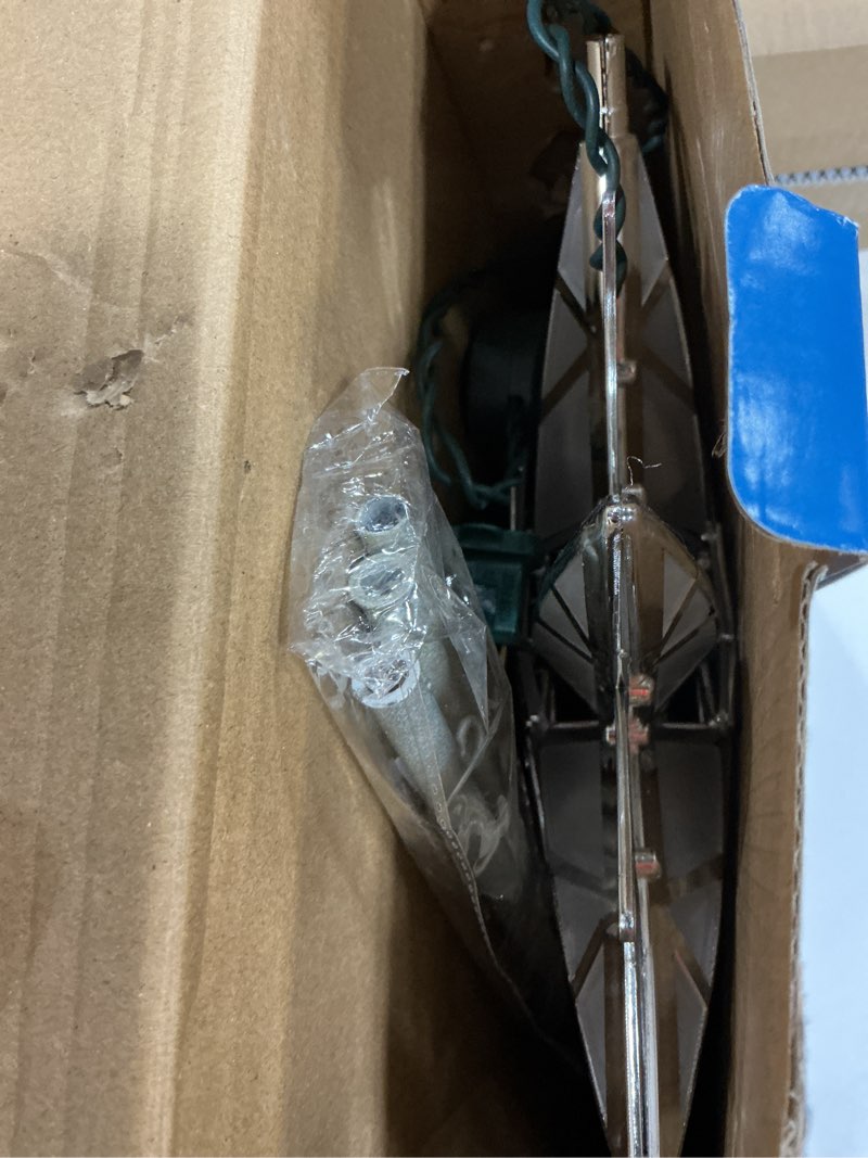 Condition photo showing New/Like New for christmas tree topper, 11.8 inch lighted tree topper with 10 white leds, durable metal and plastic, includes 1pc spare fuse and 2pcs replacement bulbs (clamp/pole mount)