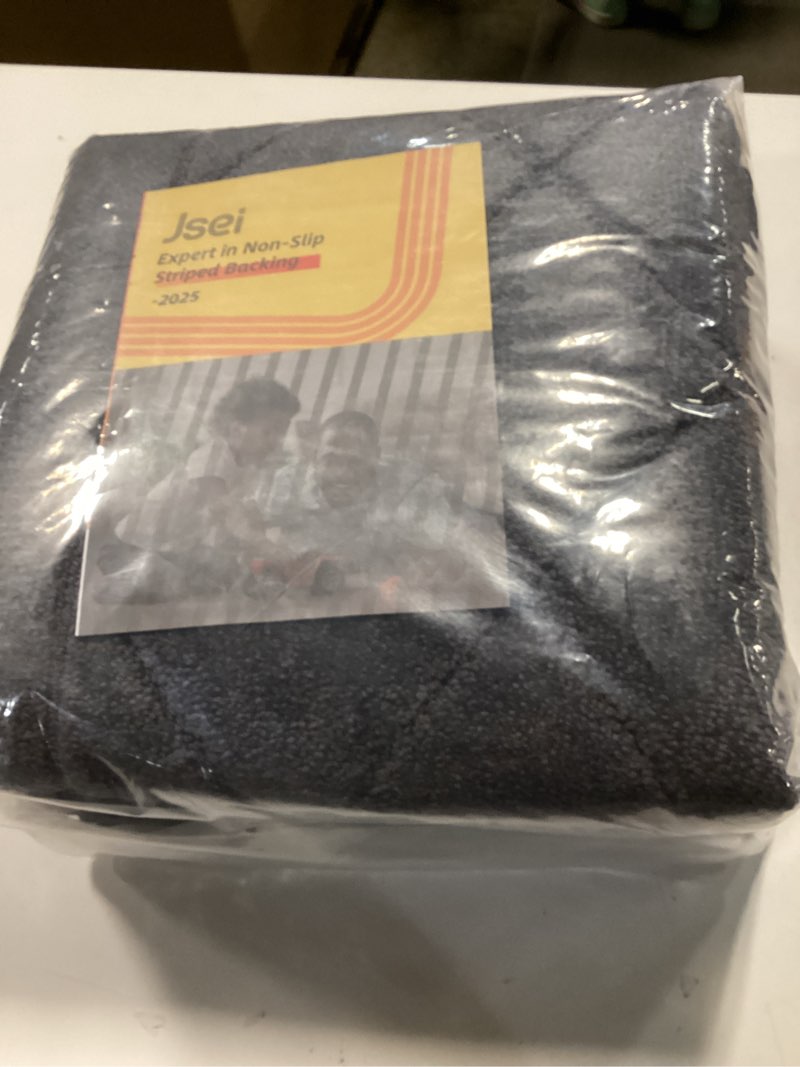 Condition photo showing New/Like New for JSEI Non-Slip Bathroom Rugs, Self Adhesive No Sliding Bath Rugs Set of 2, Machine Washable Absorbent Bath Mat Set for Tub Shower & Single Sink 24”x36”+24”x60”, Dark Grey, Diamond Pattern Dark Grey 24''x36''+24''x60''(Diamond Pattern)