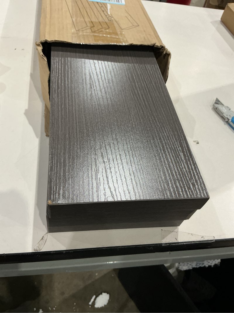 Condition photo showing Good Condition for bayka grey floating shelves for wall, 22.5 inches wall mounted rustic wood shelves for bathroom, bedroom, living room, floating shelves for books/storage/decor (set of 3) f. grey - industrial edge style 3 22.5inches