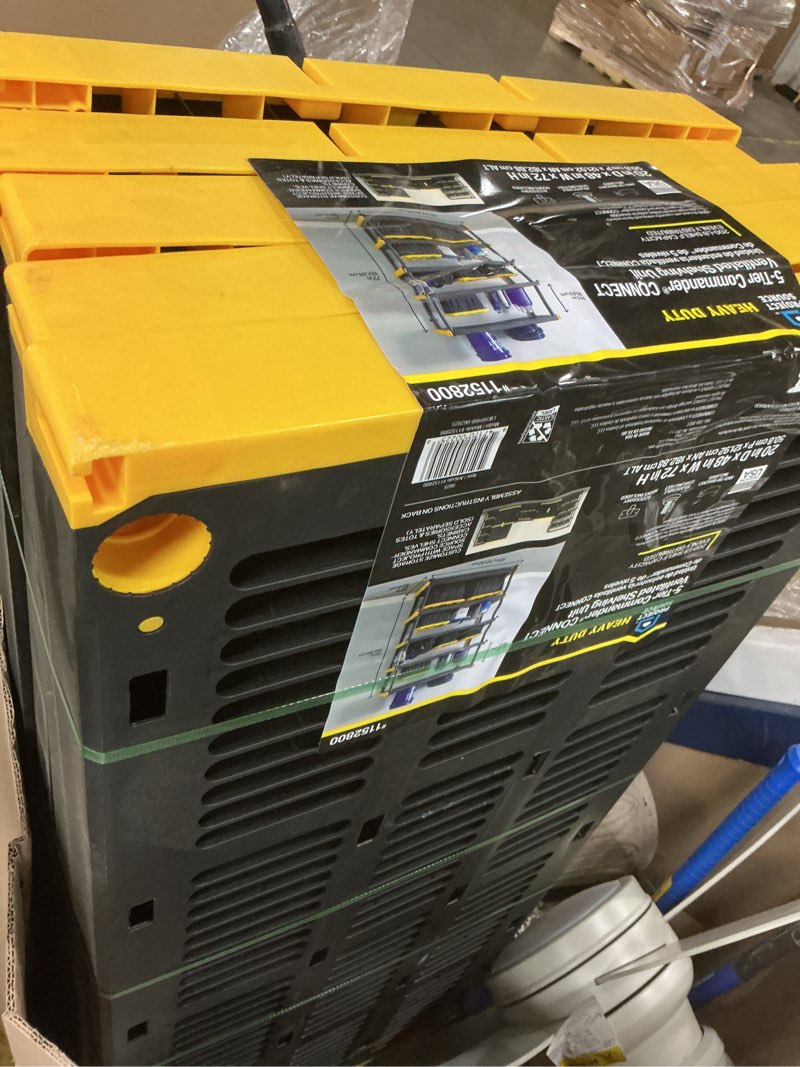 Condition photo showing Good Condition for project source commander plastic heavy duty 5-tier utility shelving unit (48-in w x 20-in d x 72-in h), black, (200-lb capacity per shelf)