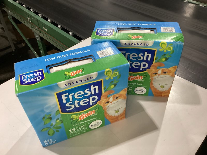 Condition photo showing New/Like New for fresh step advanced clumping litter with febreze freshness with gain scent, fights odor on contact, 37 lbs. (2 x 18.5 lb. box) (package may vary)