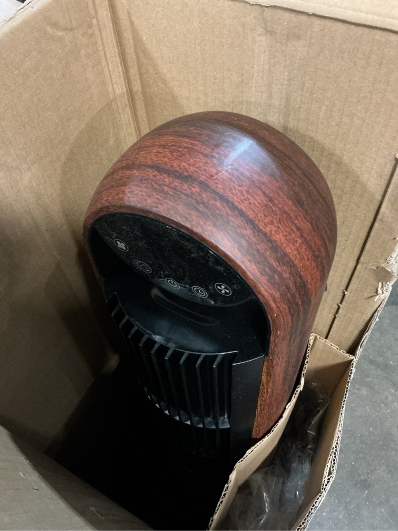 Condition photo showing As Is for better homes & gardens 40'' 5-speed oscillating tower fan with remote control, 3 wind modes, 12h timer, walnut & black