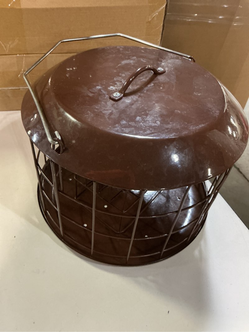 Condition photo showing Good Condition for kingsyard squirrel proof suet feeder, cage bird feeders for outdoors hanging, all metal, double suet cake capacity, tray & weatherproof, brown