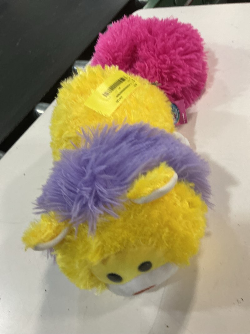Condition photo showing Good Condition for flipazoo magic tails white unicorn to yellow lion - 2-in-1 animal plush w/ bonus 3" baby org, stores items inside, flips to reveal 2nd character, kids