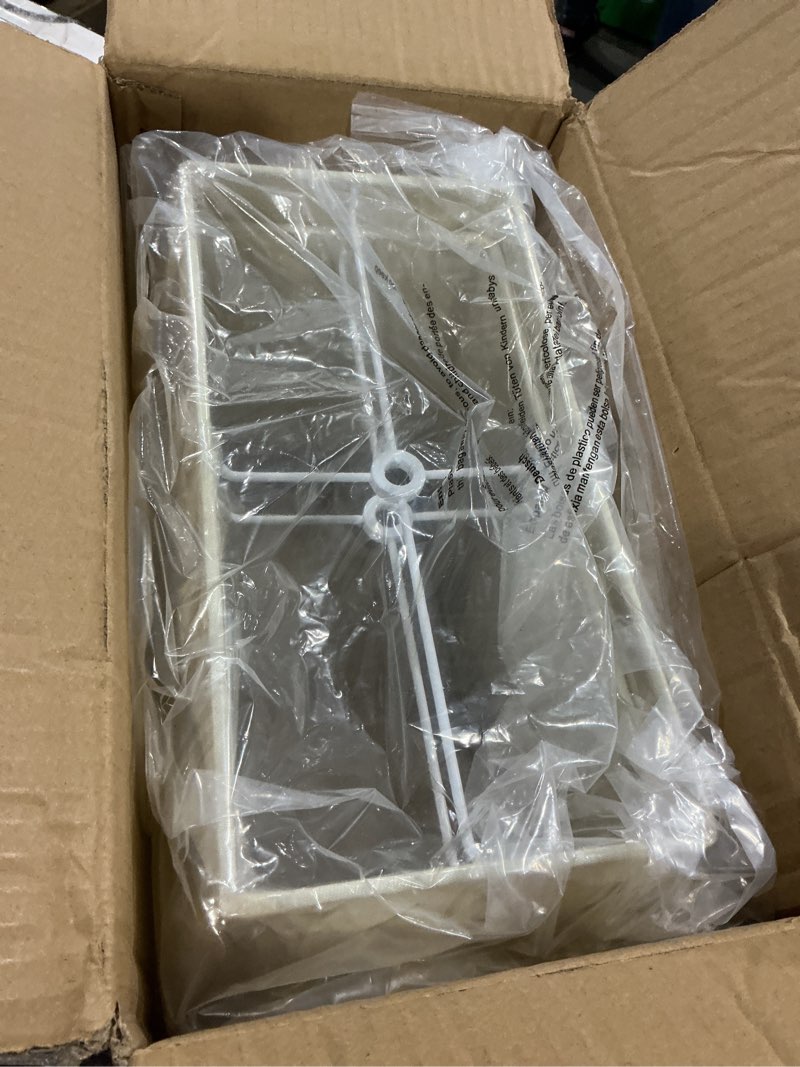 Condition photo showing Good Condition for Wellmet Set of 2 Square Lampshade, 12" X14" X10" Replacement Lampshade, No Assembly Required, Classic Modern Lamp Shade for Table Lamp, Bedside Lamp, Floor Lamp, Fabric Lamp Shade, Spider Fitter CreamWhite 12X14X10"