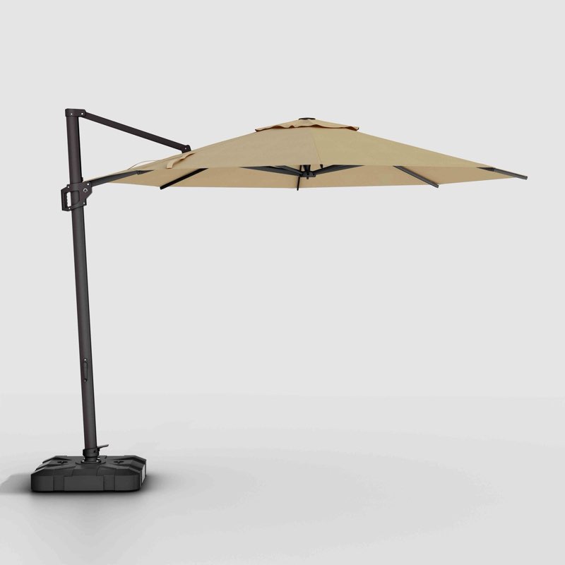 10 Feet Patio Umbrella, Outdoor Cantilever Round Umbrella with Creative Swivel Handle and Easy Tilt, Windproof Offset Umbrella with 360° Rotation Patio Umbrellas for Garden Backyard Pool, Champagne Champagne 10 Feet