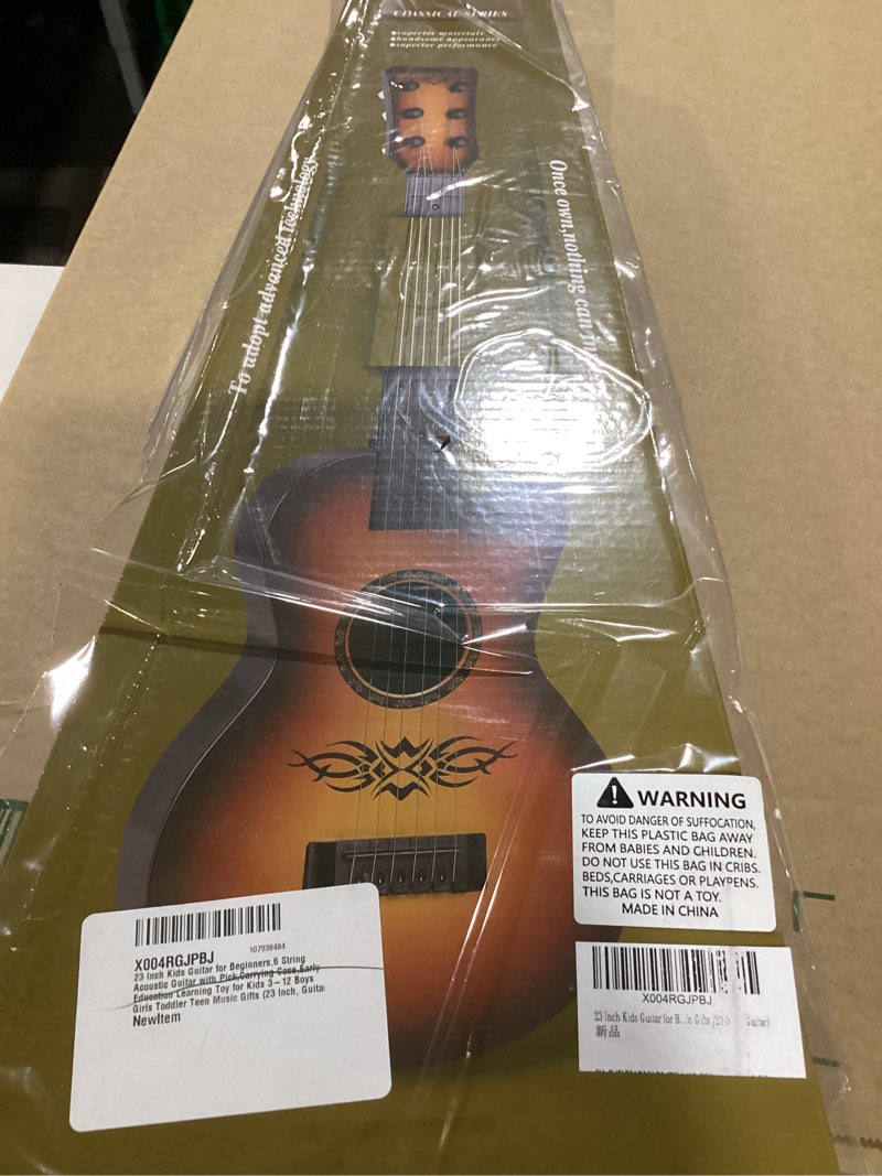 Condition photo showing As Is for 23 inch kids guitar for beginners,6 string acoustic guitar with pick,carrying case,early education learning toy for kids 3-12 boys girls toddler teen music gifts (23 inch, guitar)