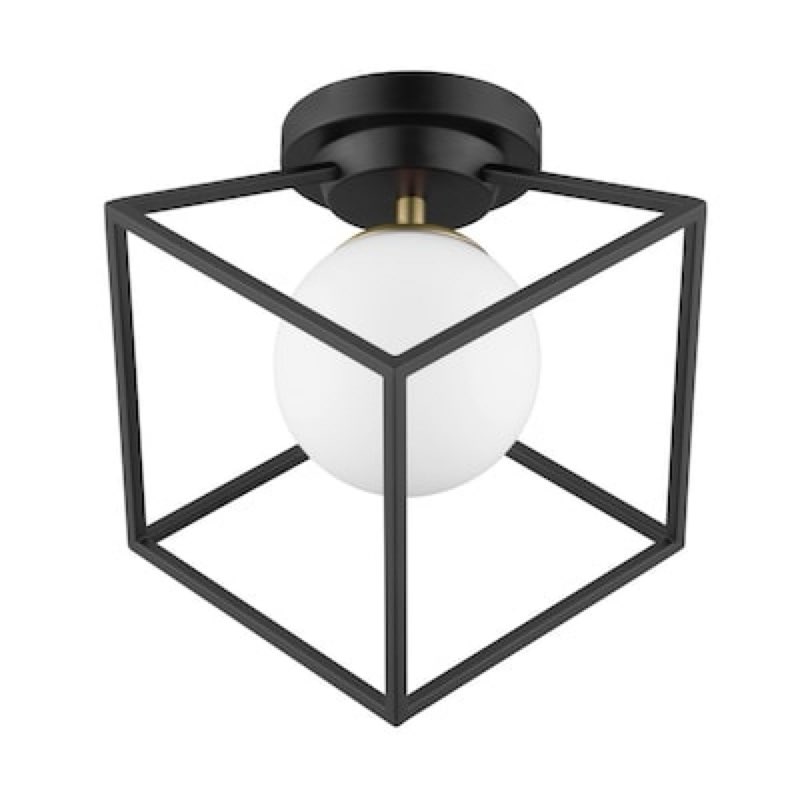 Origin 21 Maren 11.12-in Matte Black Indoor 1 -Light LED Semi-flush Mount Light with Opal Glass