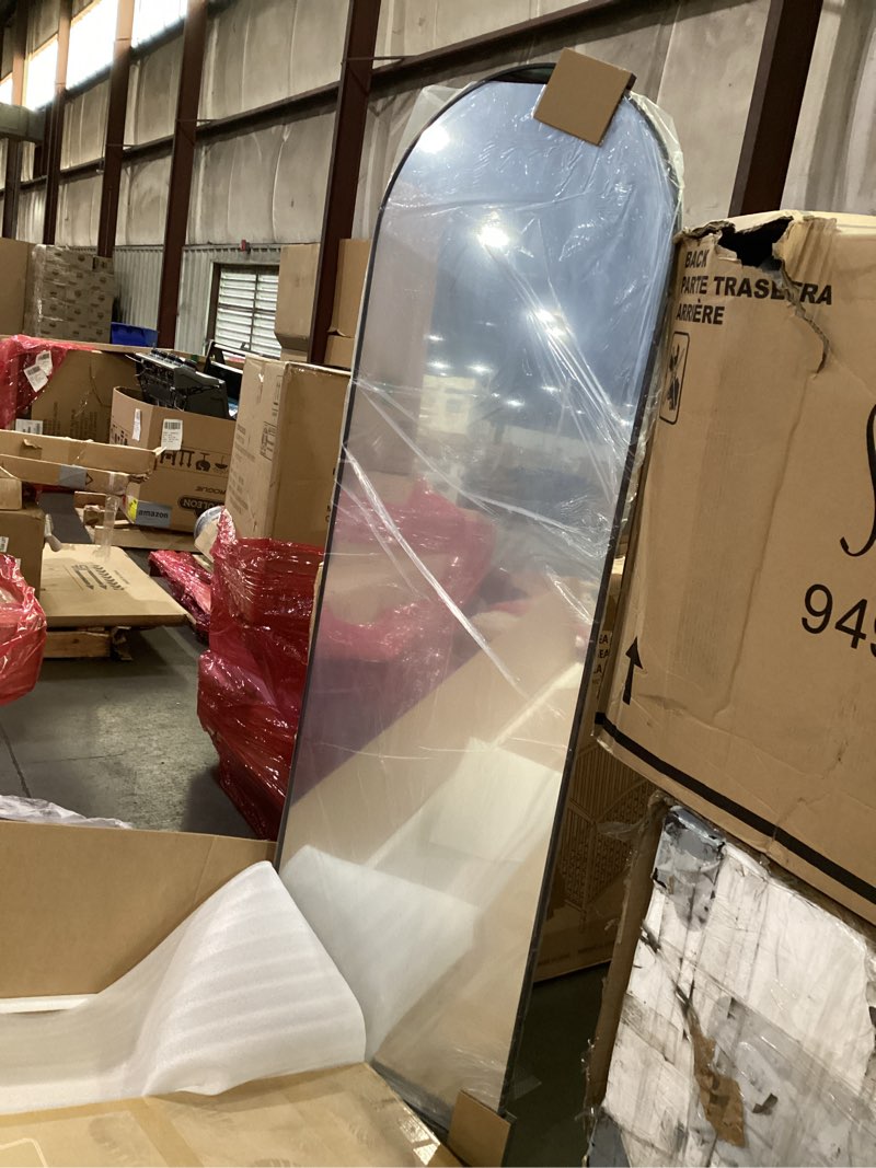 Condition photo showing Good Condition for similar to stock photo  simple arched full length mirror, floor mirrors, for wall door bedroom bathroom living room (black)