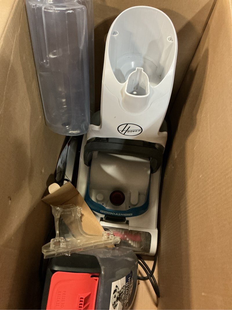 Condition photo showing As Is for hoover powerdash pet compact carpet cleaner machine, lightweight carpet shampooer machine, pair with a hoover carpet cleaner solution for a bright, refreshed home