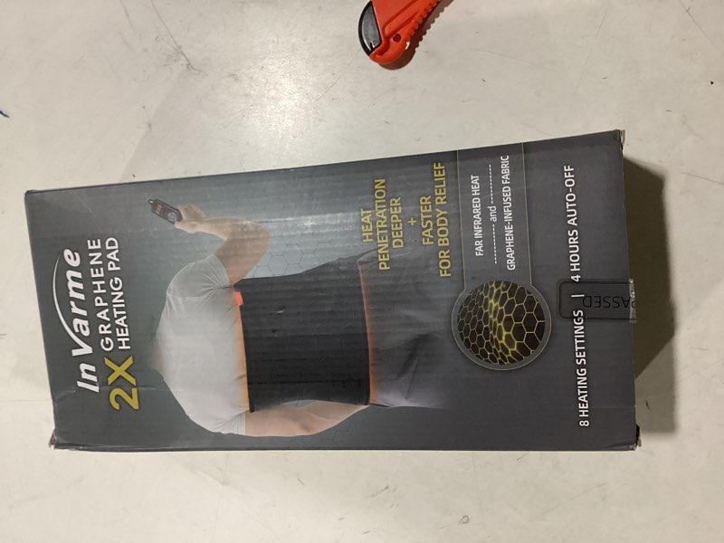 Condition photo showing New/Like New for Heating Pad for Back Pain Relief, 12"x24"+26" XL Heating Pad for Period Cramps with Loop Fastener for Hands-Free 360° Fit, 6 Temperatures & 4 Timers, Auto Shut-Off, Machine Washable,Gift for Women/Men