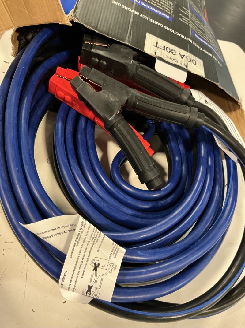 Condition photo showing Good Condition for heavy duty jumper cables, 0 gauge 30 feet 1000amp automotive booster cables for 12v & 24v cars, suvs and trucks, jumper cables kit with carry bag (0awg x 30ft) 0gauge x 30ft