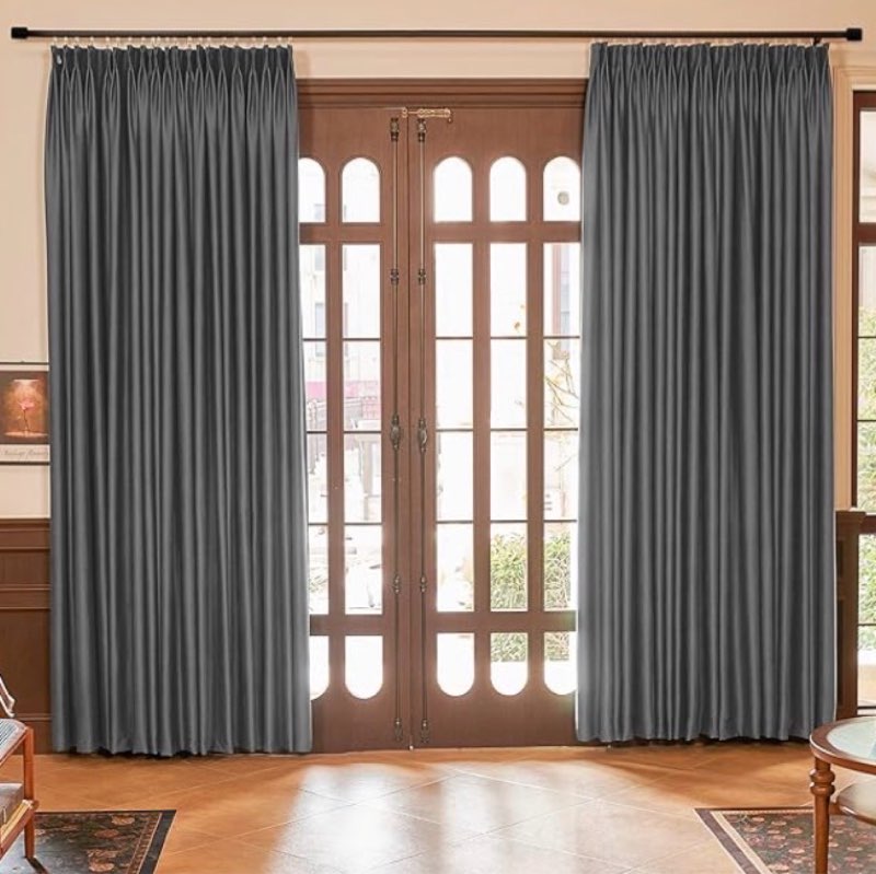 HUTO Pinch Pleated Curtains 72 Inches Wide by 84 Inches Long for Bedroom - Room Darkening Triple Weave Extra Wide Windows Curtains Drapes for Living Room, 1 Panel, Grey, 72W x 84L