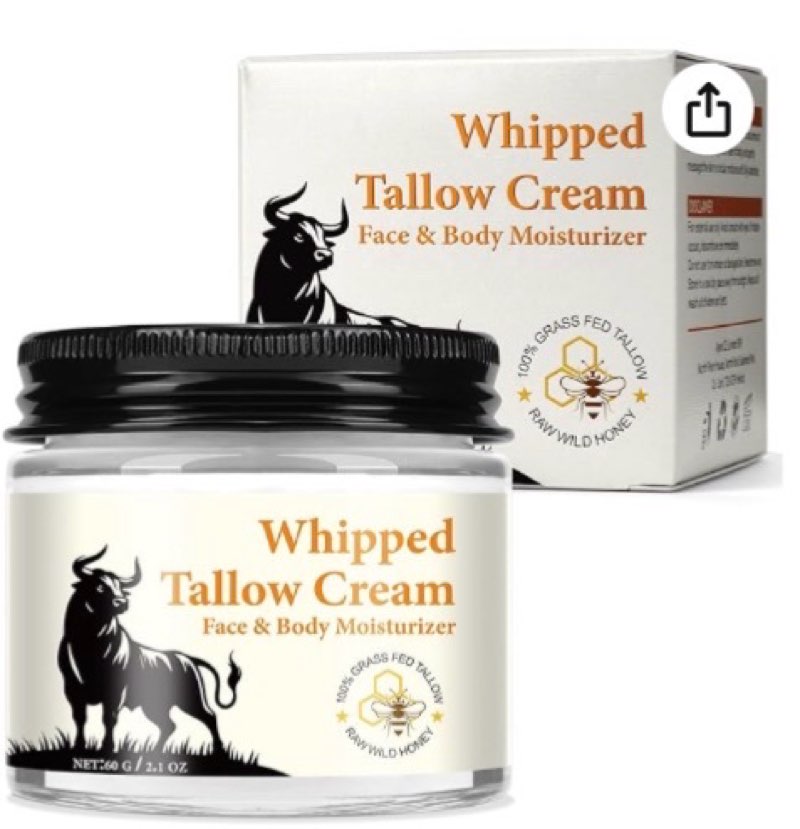  Tallow and Honey Cream for Skin, Moisturizer Creams, Whipped Tallow Cream for Smooth Nourishing Face & Body, Natural Beef Tallow Balm for Skin Care, Beef Tallow, Butter and Honey Balm, 2 OZ