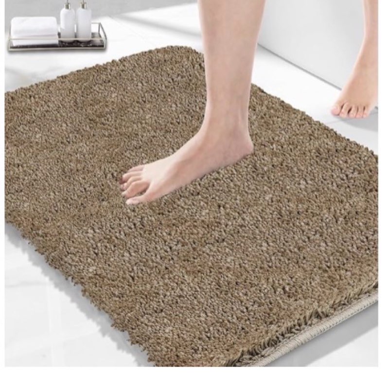 Blue Bathroom Rugs 45.6\"x29.9\", Extra Soft Absorbent Thick Shaggy Bath Rugs, Non Slip Quick Dry Bath Mat, Machine Washable Bath Rugs for Bathroom, Microfiber Rugs for Shower Bathtubs  Brown 45.6\"x29.9\"