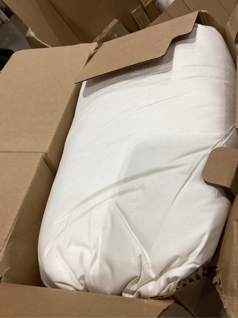 Condition photo showing As Is for Serta Goose Feathers Down Fiber Comforter Oversize King Duvet Insert,100% Cotton, Hotel Luxury Hypoallergenic Comforter All Season Medium Warmth 108 x 98 in White White/All Season Oversize king