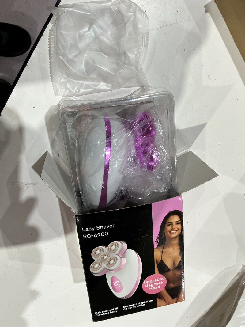 Condition photo showing New/Like New for electric razors for women - purple lady trimmer for sensitive skin, detachable and waterproof, with cleaning brush
