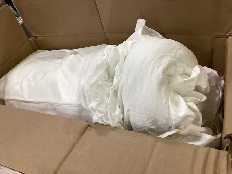 Condition photo showing As Is for Lush Decor Ella Ruffle Lace Comforter, 3 Piece Set, Full/Queen, White - Cute Comforter - Queen Bedding Set - White Bedding Full Size - Coquette Decor - Ruffle Trim - Lace Trim White Queen Comforter