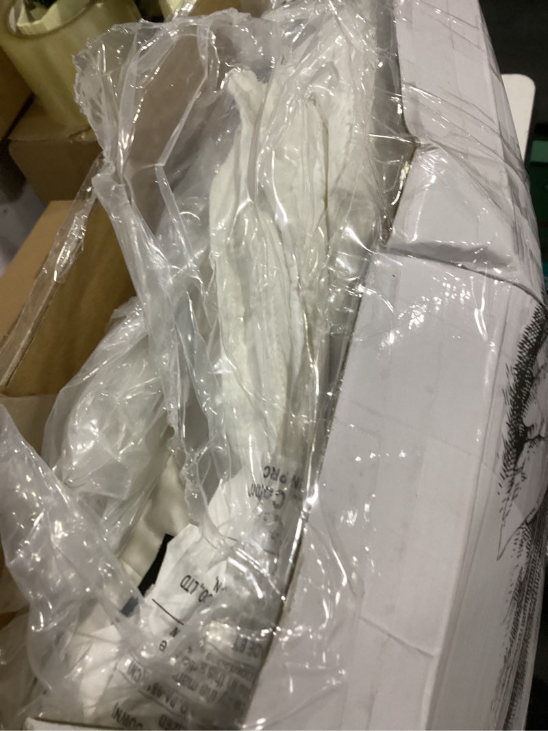 Condition photo showing As Is for bpc lightweight organic feather down comforter king size, hotel-luxury fluffy duvet insert with cotton cover and puffy feather down filling, for summer/hot sleepers, ivory white, 106x90 inches king white/lightweight