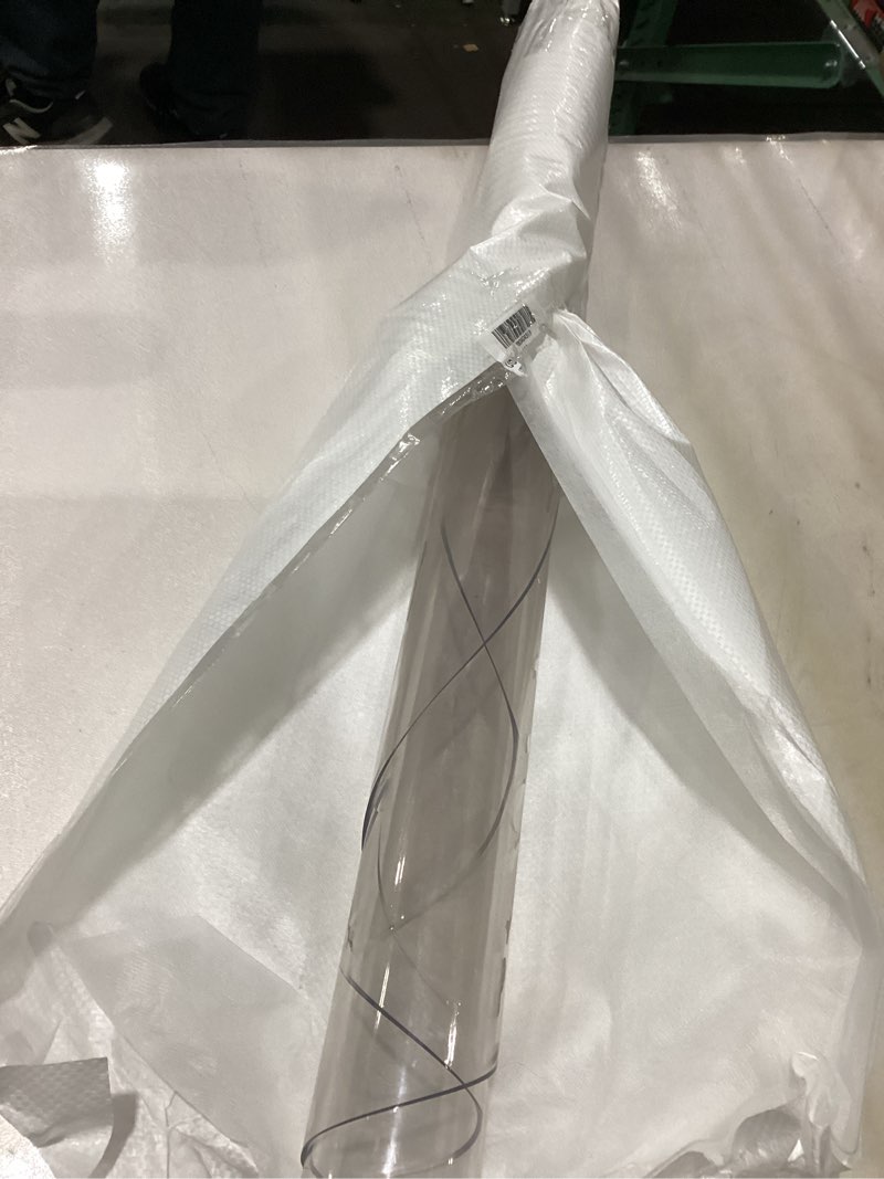 Condition photo showing As Is for NECAUX 32 Inch Round Clear Table Cover Protector, 2mm Thick Upgraded Version, Unshrinkable Waterproof Scratch Resistant Plastic Tablecloth Protector Circle Table Pad for Coffee Table Dining Room Table 32" x 32" Clear 2mm