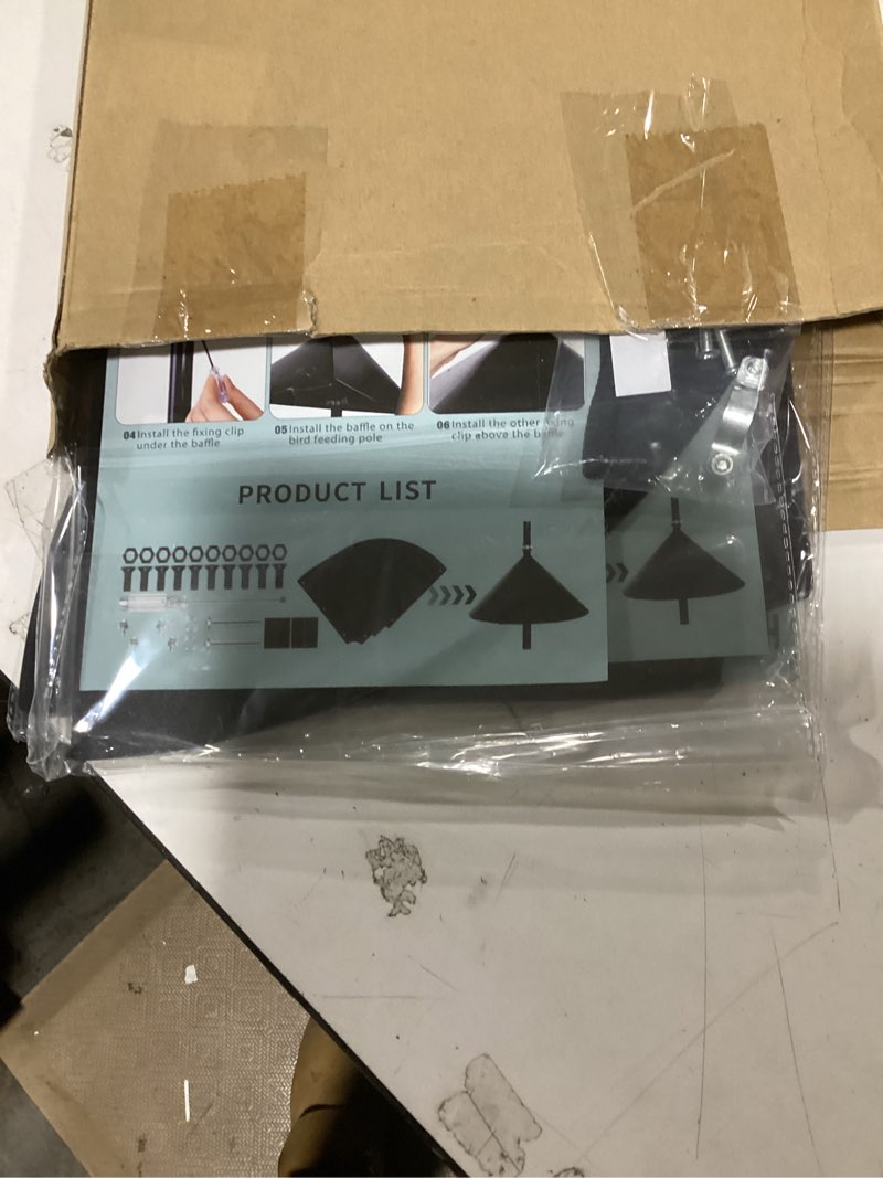 Condition photo showing New/Like New for domensi 4 sets 18 inches squirrel baffle for bird feeder pole, outside pole mount house guard bird feeder baffle for shepherd's hook, preventing from squirrels, raccoons(black)