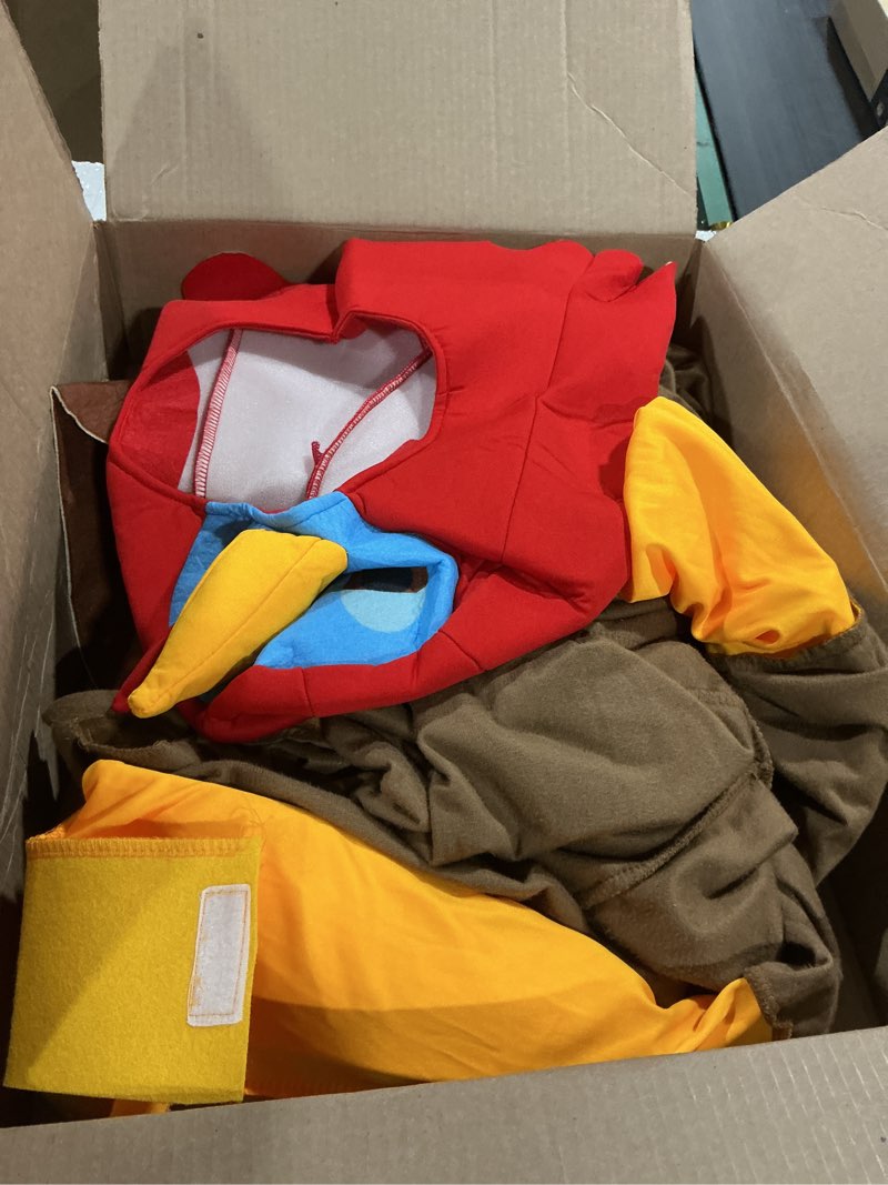 Condition photo showing As Is for Seasons Adult Turkey Costume Animal Thanksgiving Halloween Costume for Women and Men, One Size